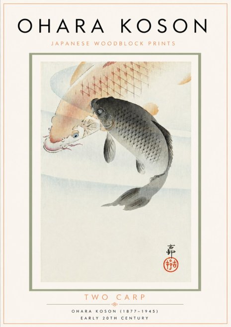 Ohara Koson Two Carp No3 - Póster