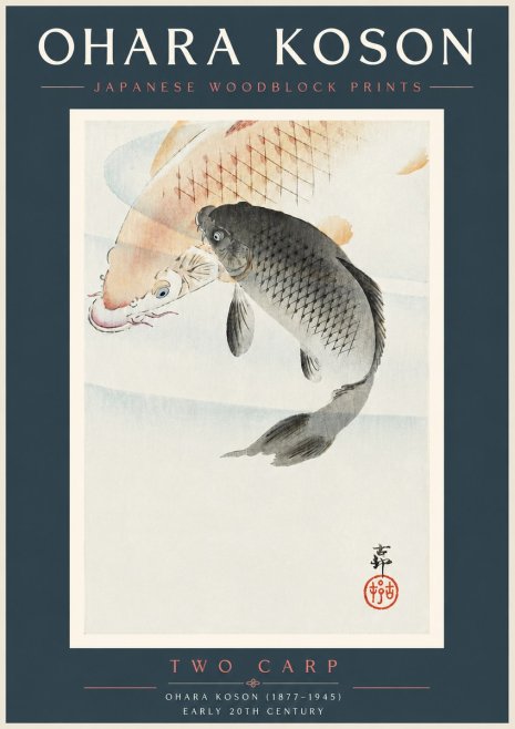 Ohara Koson Two Carp No5 - Póster
