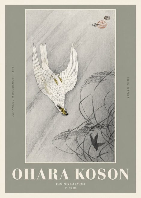 Ohara Koson Diving Falcon No2 - Póster
