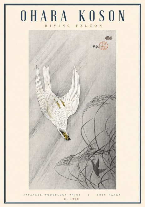 Ohara Koson Diving Falcon No3 - Póster