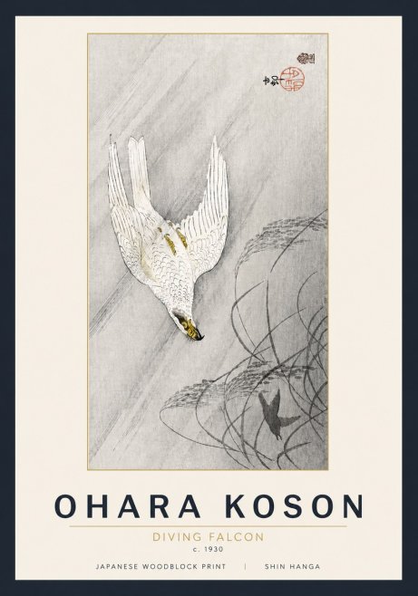 Ohara Koson Diving Falcon No5 - Póster