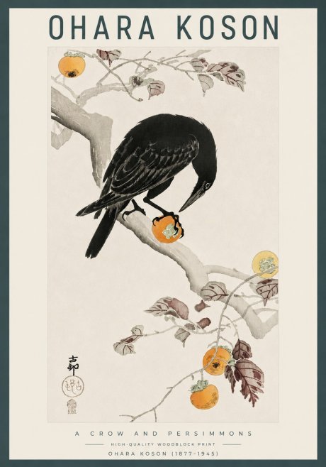 Ohara Koson A Crow and Persimmons No3 - Póster