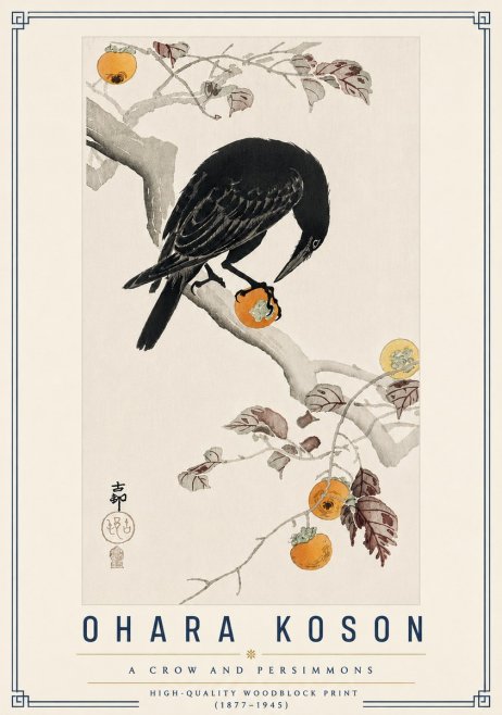 Ohara Koson A Crow and Persimmons No5 - Póster