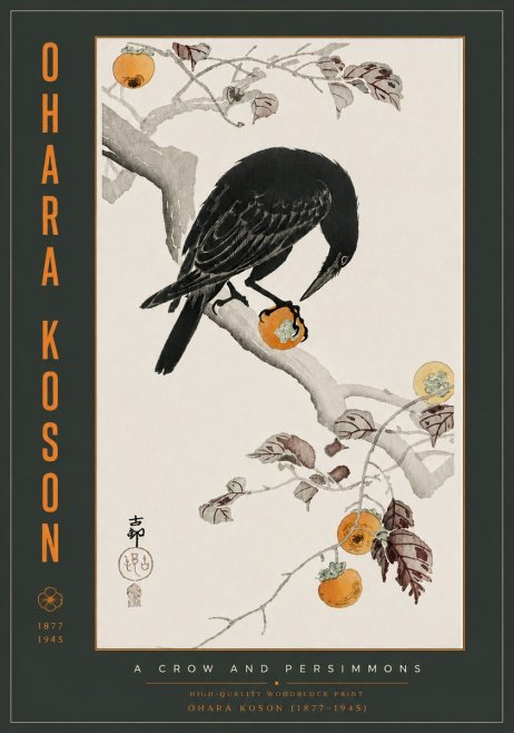 Ohara Koson A Crow and Persimmons No6 - Póster