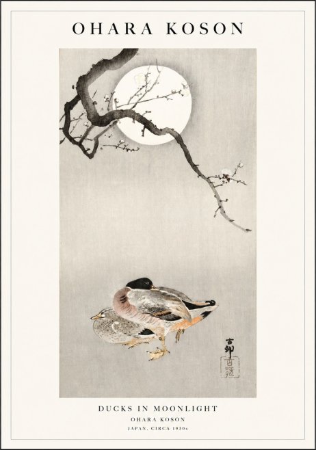 Ohara Koson Ducks in Moonlight No1 - Póster