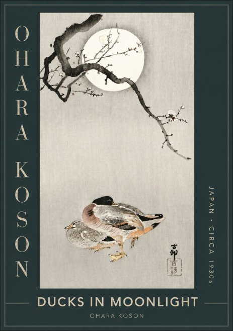 Ohara Koson Ducks in Moonlight No2 - Póster