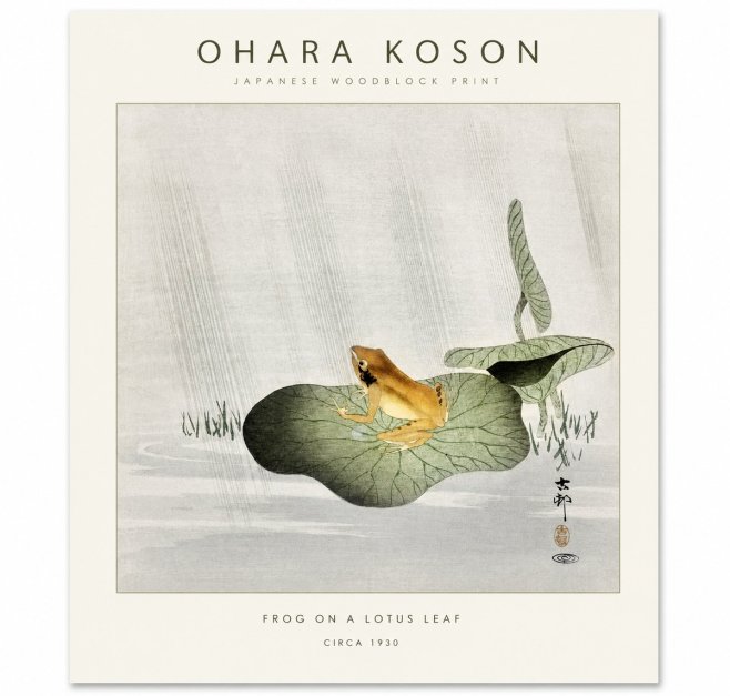 Ohara Koson Frog on a Lotus Leaf No1 - Póster