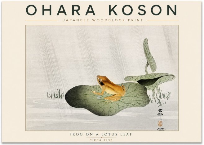 Ohara Koson Frog on a Lotus Leaf No5 - Póster
