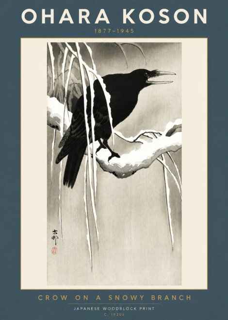 Ohara Koson Crow on a Snowy Branch III No2 - Póster