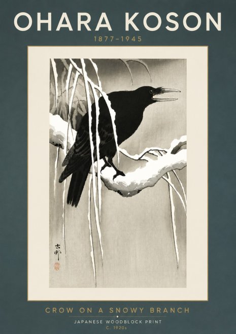 Ohara Koson Crow on a Snowy Branch III No5 - Póster