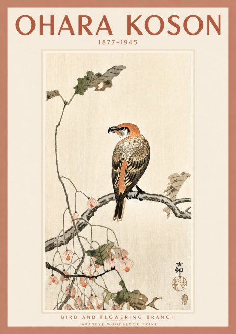 Ohara Koson Bird and Flowering Branch No2 - Póster