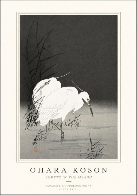 Ohara Koson Egrets in the Marsh No5 - Póster