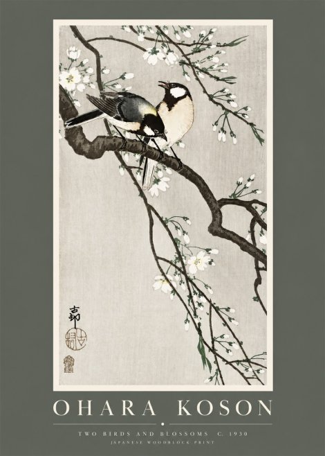 Ohara Koson Two Birds and Blossoms II No2 - Póster