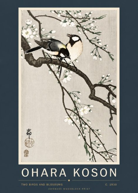 Ohara Koson Two Birds and Blossoms II No4 - Póster