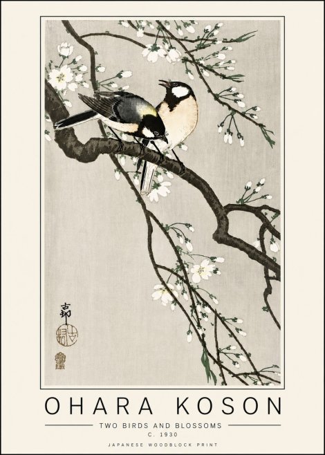 Ohara Koson Two Birds and Blossoms II No6 - Póster