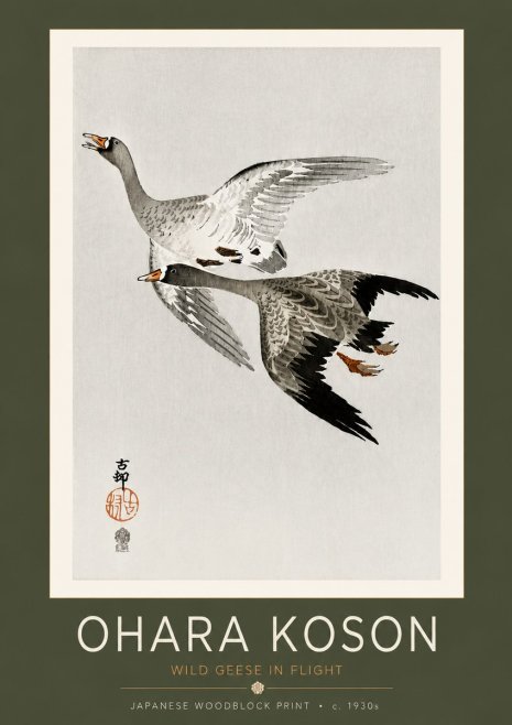 Ohara Koson Wild Geese in Flight III No4 - Póster
