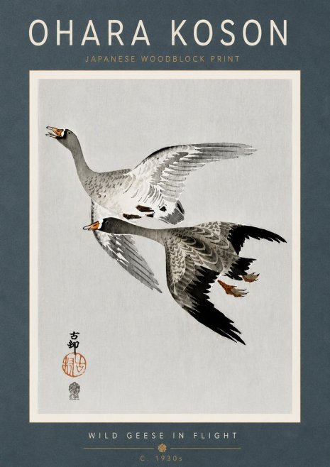 Ohara Koson Wild Geese in Flight III No6 - Póster
