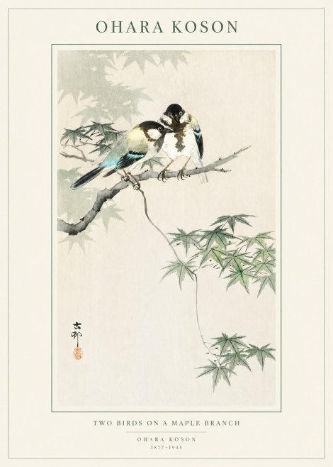 Ohara Koson Two Birds on a Maple Branch No1 - Póster