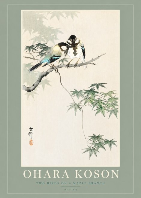 Ohara Koson Two Birds on a Maple Branch No2 - Póster