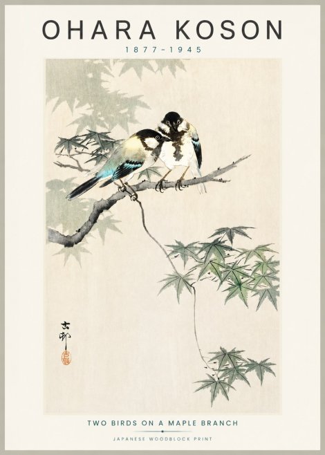 Ohara Koson Two Birds on a Maple Branch No3 - Póster