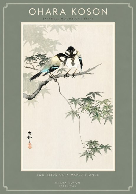 Ohara Koson Two Birds on a Maple Branch No4 - Póster