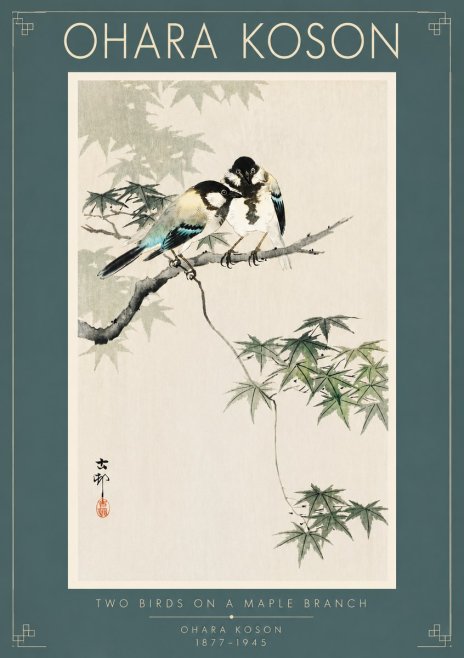 Ohara Koson Two Birds on a Maple Branch No5 - Póster