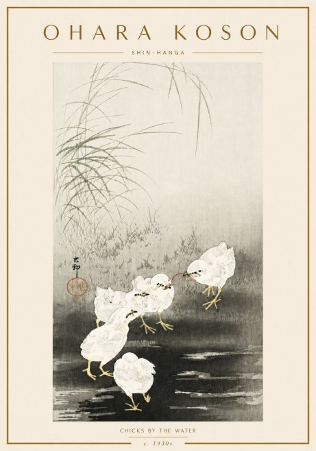 Ohara Koson Chicks by the Water No6 - Póster