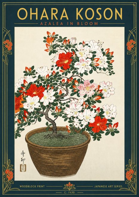 Ohara Koson Azalea in Bloom No5 - Póster