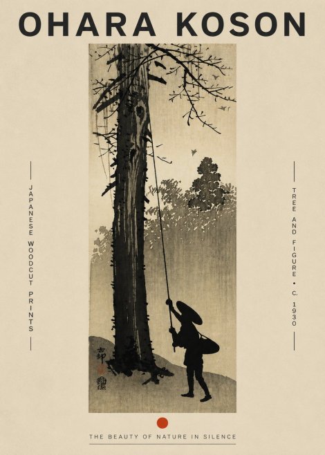 Ohara Koson Tree and Figure No4 - Póster