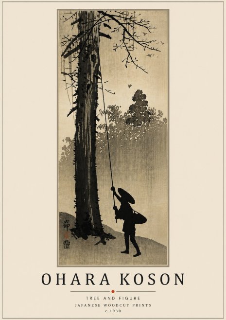 Ohara Koson Tree and Figure No5 - Póster