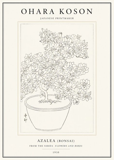 Ohara Koson Azalea (Bonsai) No1 - Póster