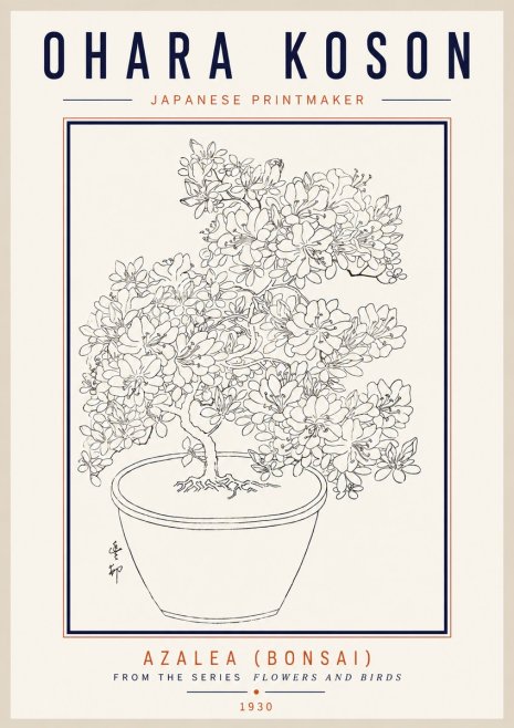 Ohara Koson Azalea (Bonsai) No3 - Póster