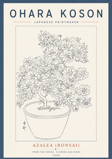 Ohara Koson Azalea (Bonsai) No6 - Póster