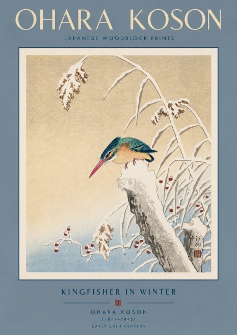 Ohara Koson Kingfisher in Winter II No3 - Póster
