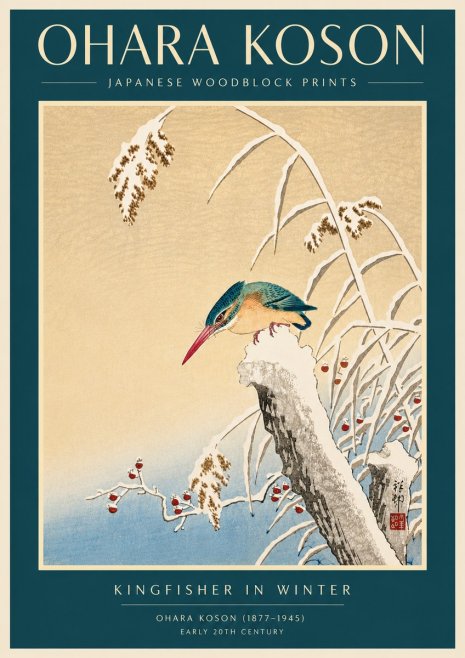 Ohara Koson Kingfisher in Winter II No6 - Póster