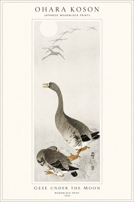 Ohara Koson Gese Under the Moon No1 - Póster