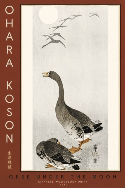 Ohara Koson Gese Under the Moon No3 - Póster
