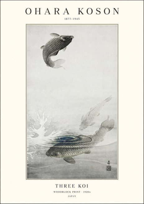 Ohara Koson Three Koi No1 - Póster