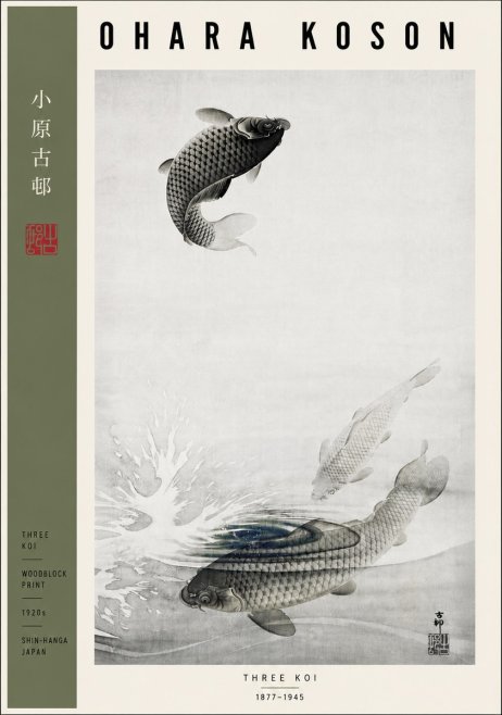 Ohara Koson Three Koi No5 - Póster