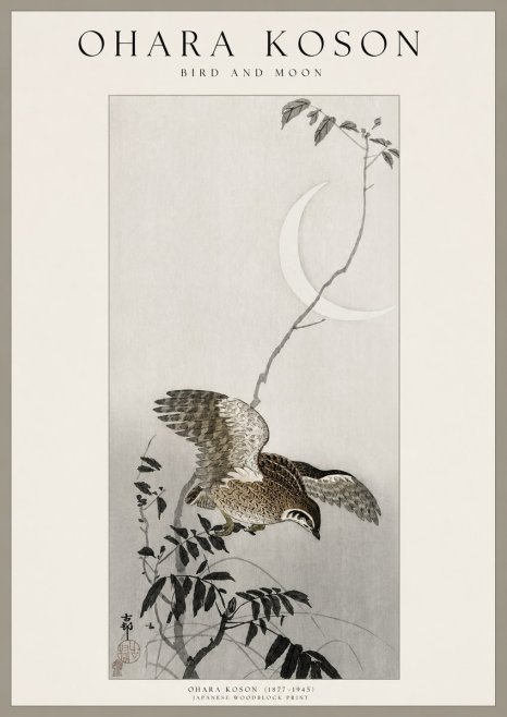 Ohara Koson Bird and Moon No1 - Póster