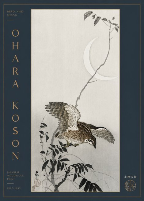 Ohara Koson Bird and Moon No3 - Póster