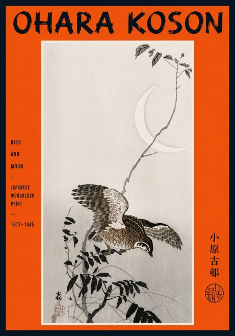 Ohara Koson Bird and Moon No5 - Póster