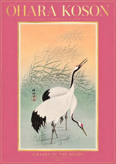 Ohara Koson Cranes in the Reeds No4 - Póster