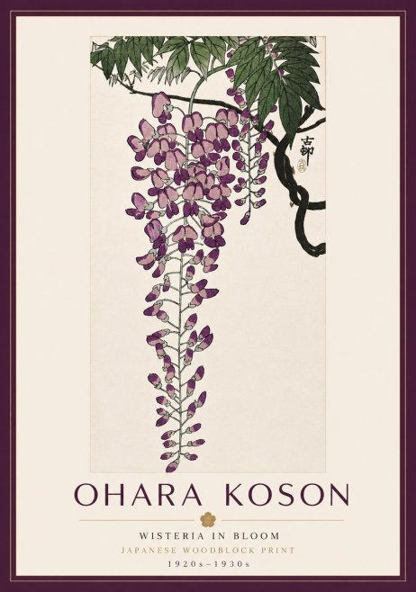 Ohara Koson Wisteria in Bloom No6 - Póster