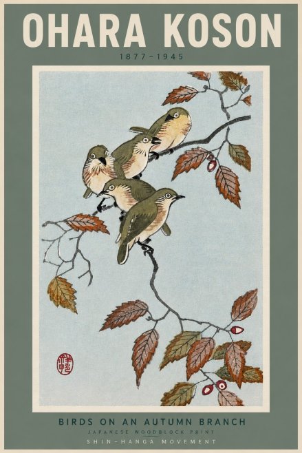Ohara Koson Birds on an Autumn Branch No4 - Póster