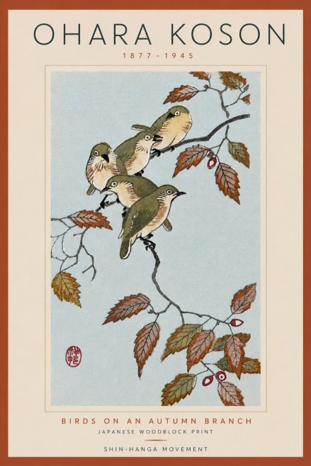 Ohara Koson Birds on an Autumn Branch No6 - Póster
