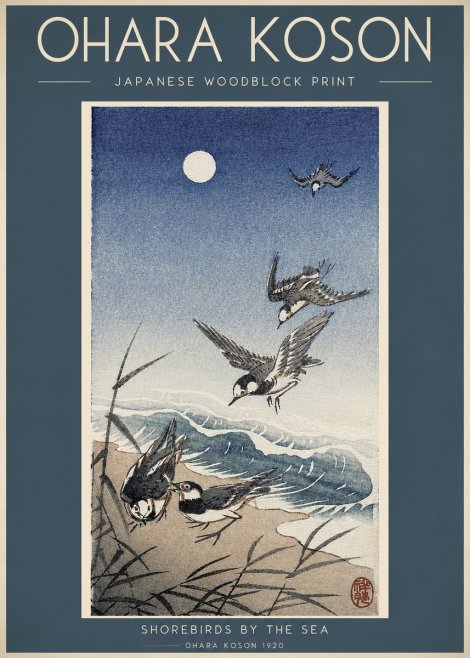 Ohara Koson Shorebirds by the Sea No2 - Póster