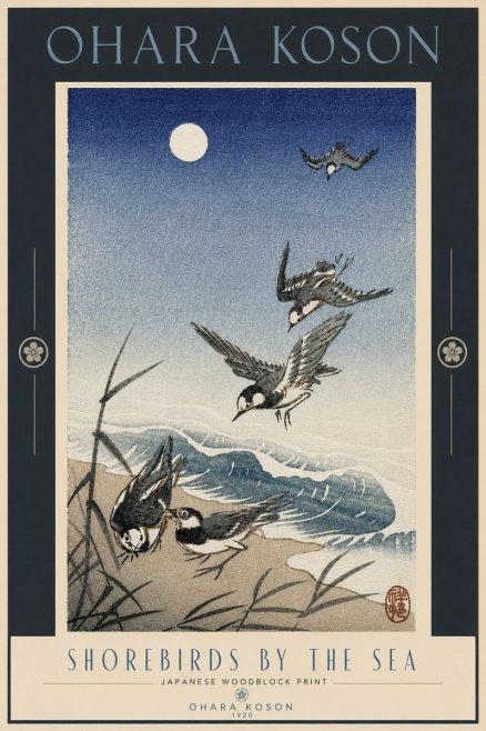 Ohara Koson Shorebirds by the Sea No4 - Póster