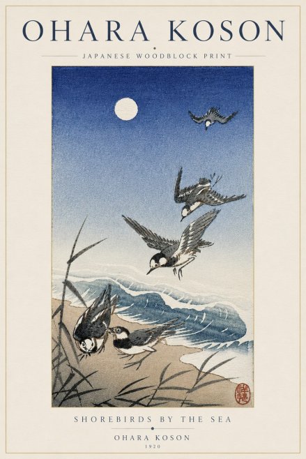 Ohara Koson Shorebirds by the Sea No6 - Póster