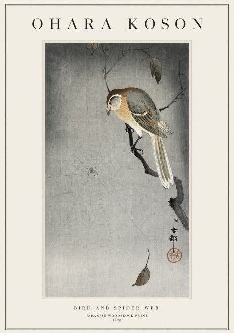 Ohara Koson Bird and Spider Web II No1 - Póster